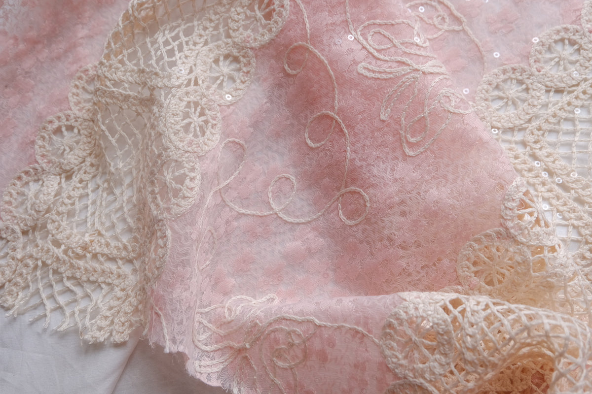 Blush Pink Sequin Embroidered Lace — 3.3 yd