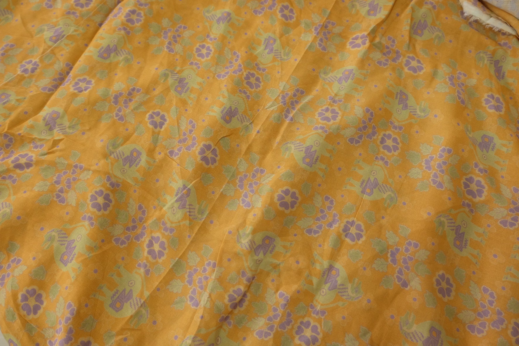Orange Pony Floral Sheer Tencel Cotton Fabric - 1.9 yd