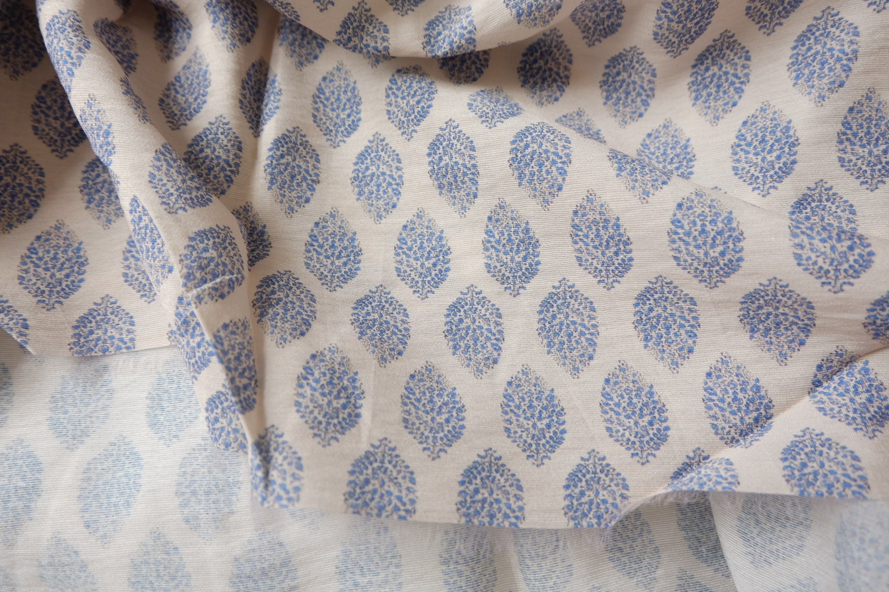 Blue Leaf Cotton-Nylon Shirting Fabric — 2.19 yd