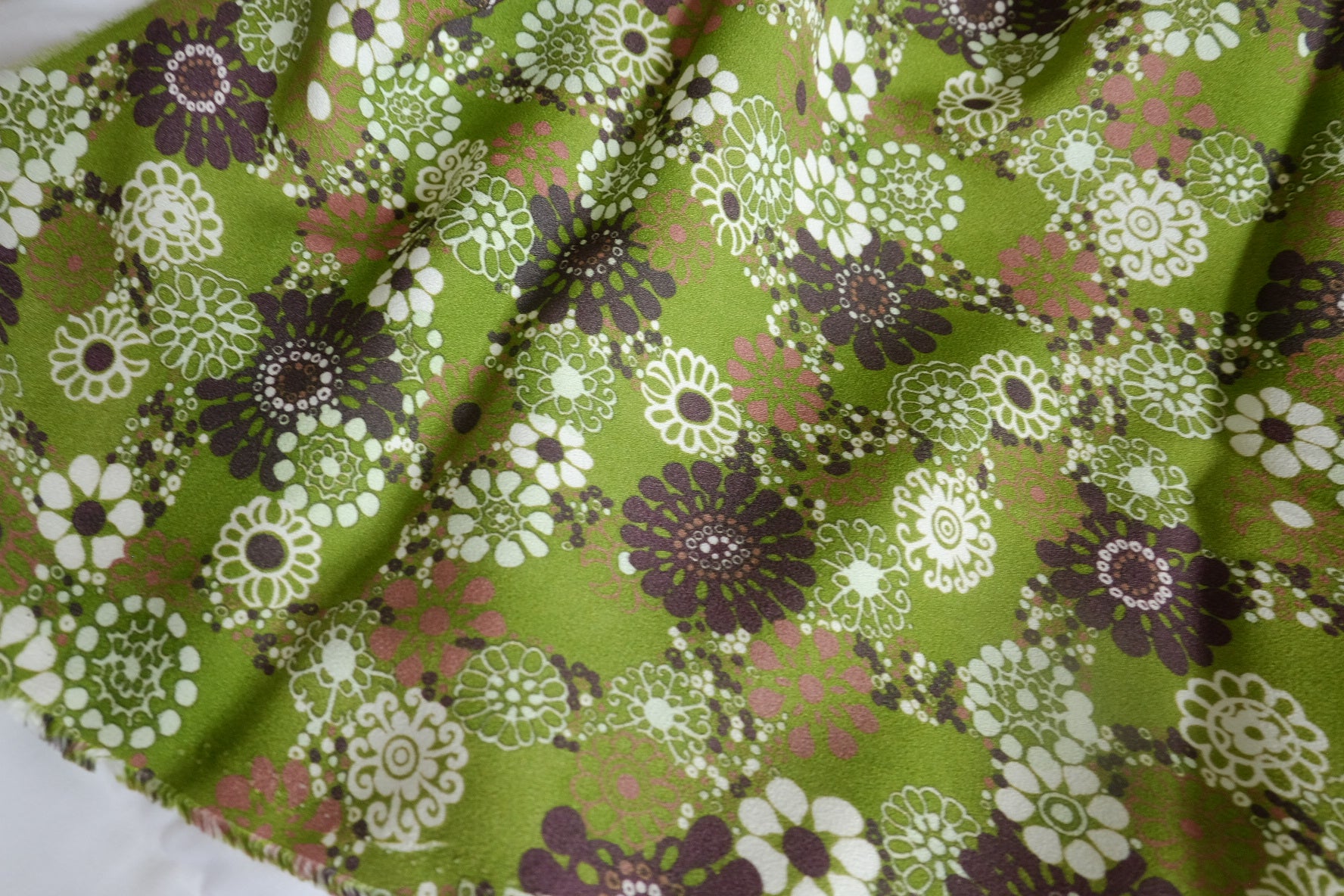 Green Botanical Sanded Rayon Fashion Fabric - 2.19 yd