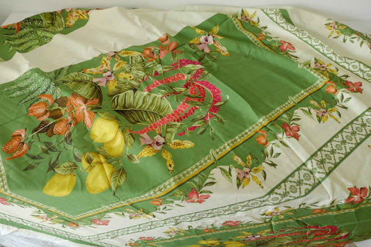 Tencel Cotton Placement Print Fabric – 3.1 yd Garden Scarf Design Textile