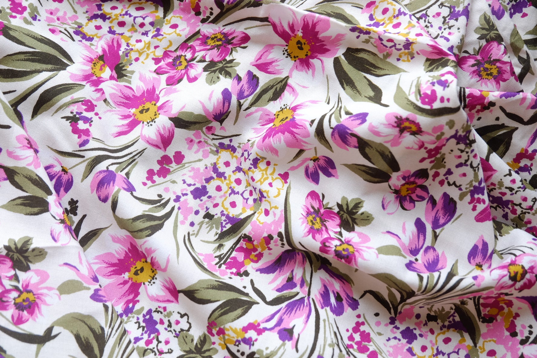 Pink Garden Viscose Challis – 3.3 yd