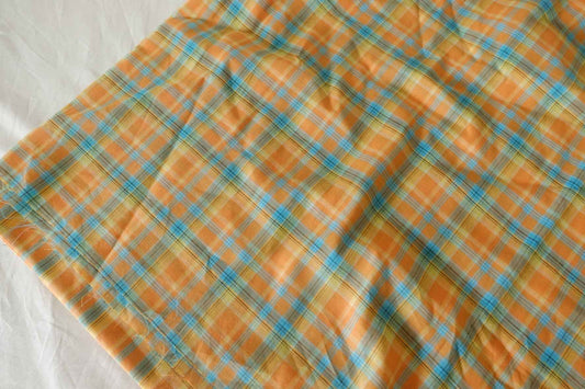 Orange & Blue Yarn-Dyed Plaid Cotton Fabric – 2.2 yd