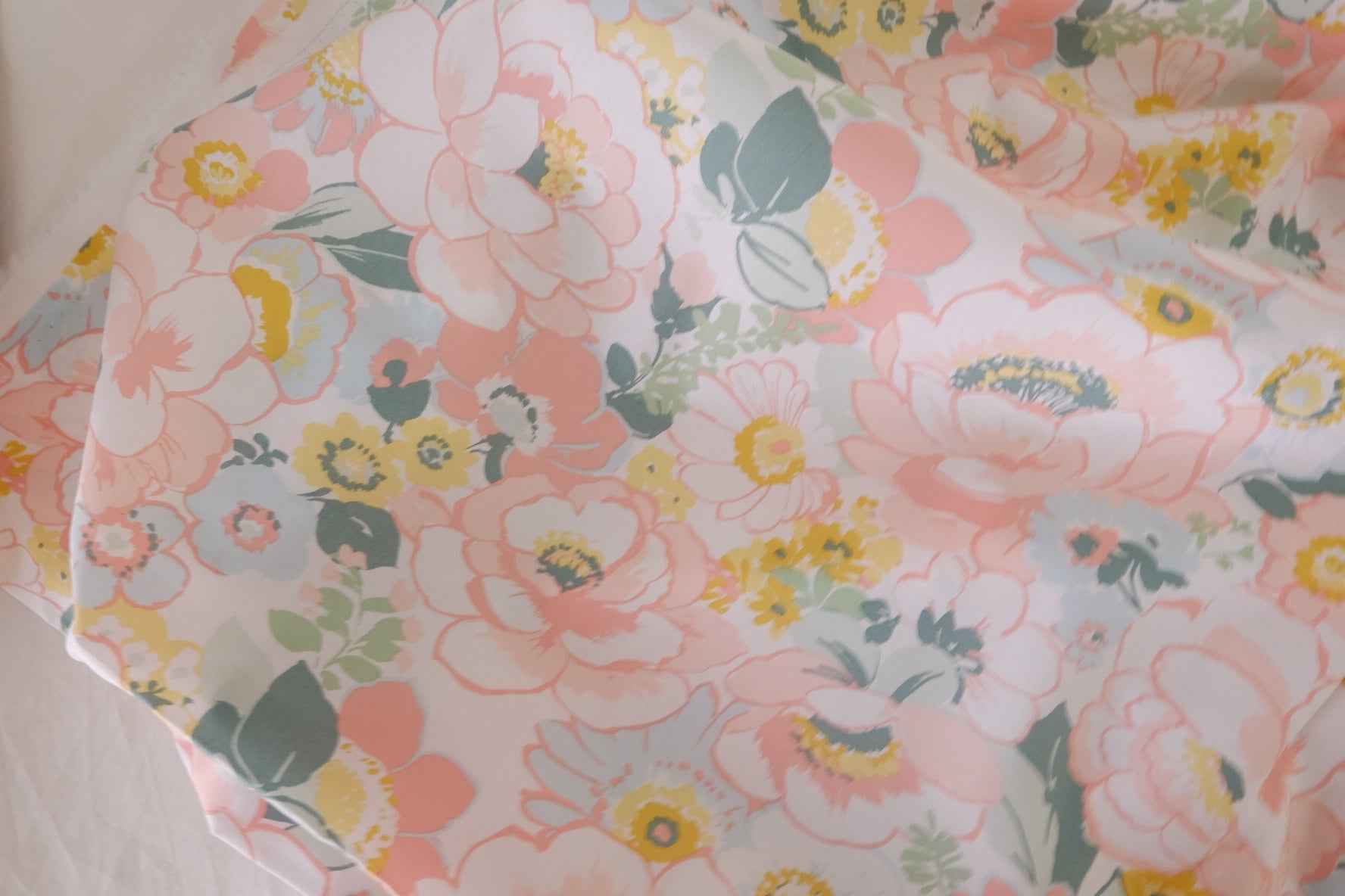 Soft Pastel Garden Floral Cotton Lawn Fabric – 2.2 yd