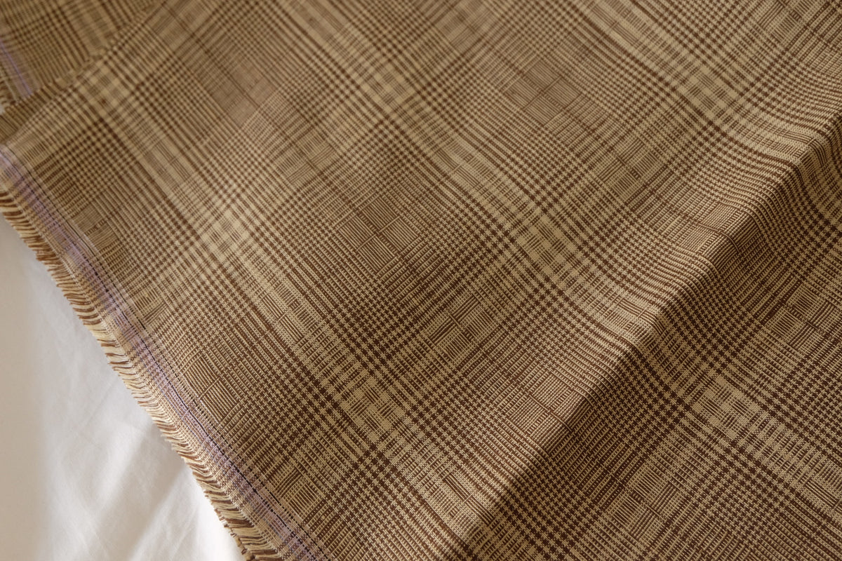 Brown Glen Check Pure Linen – 2.2 yd