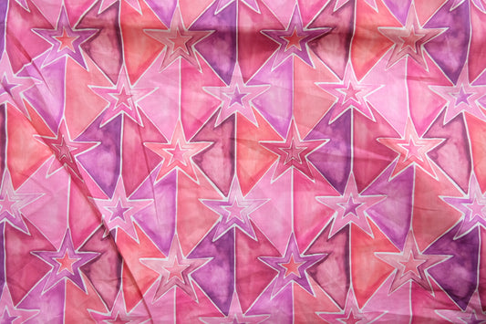 Pink Star Cotton Poplin — 1.0 yd