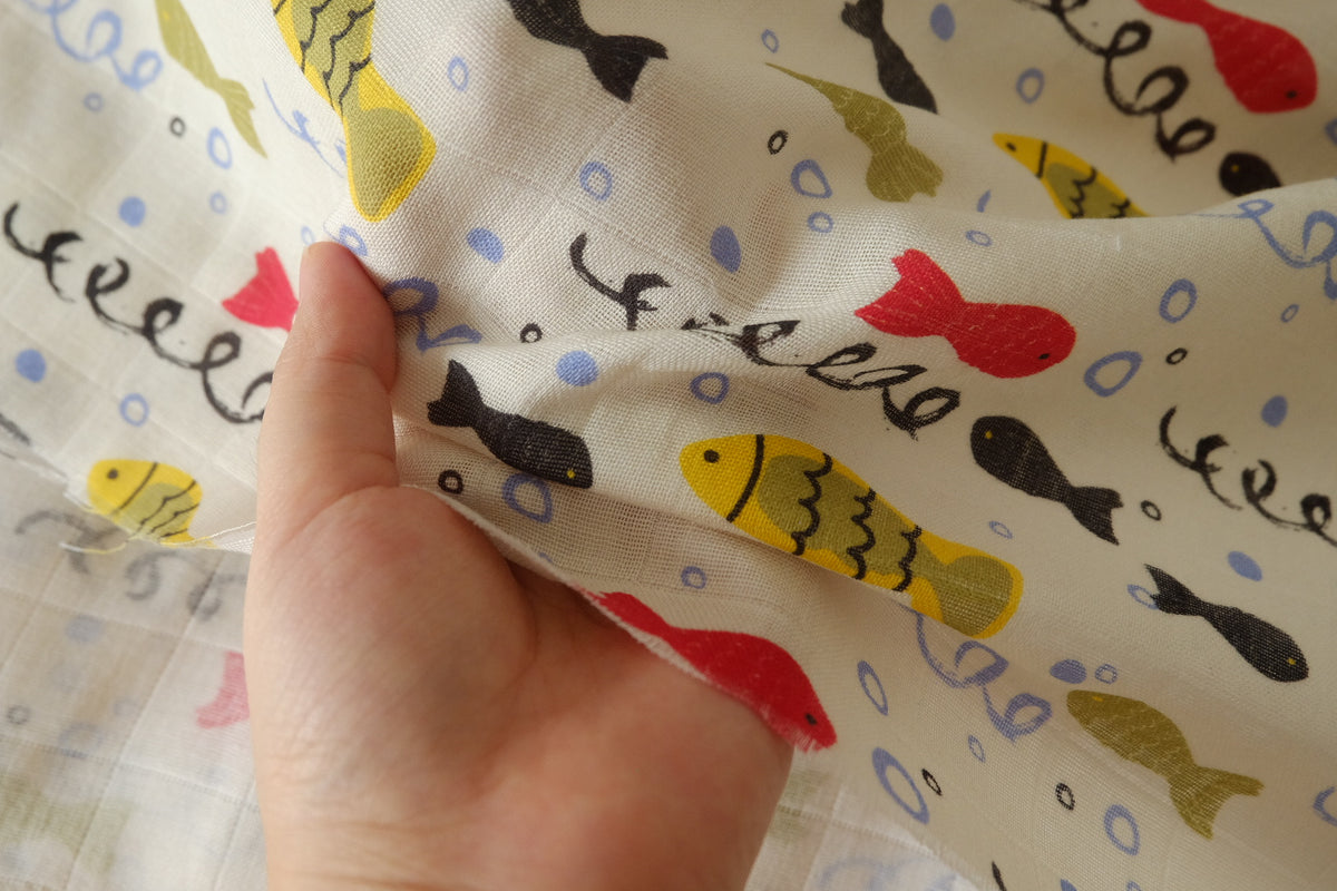 Playful Fish Double Gauze Cotton — 2.19 yd