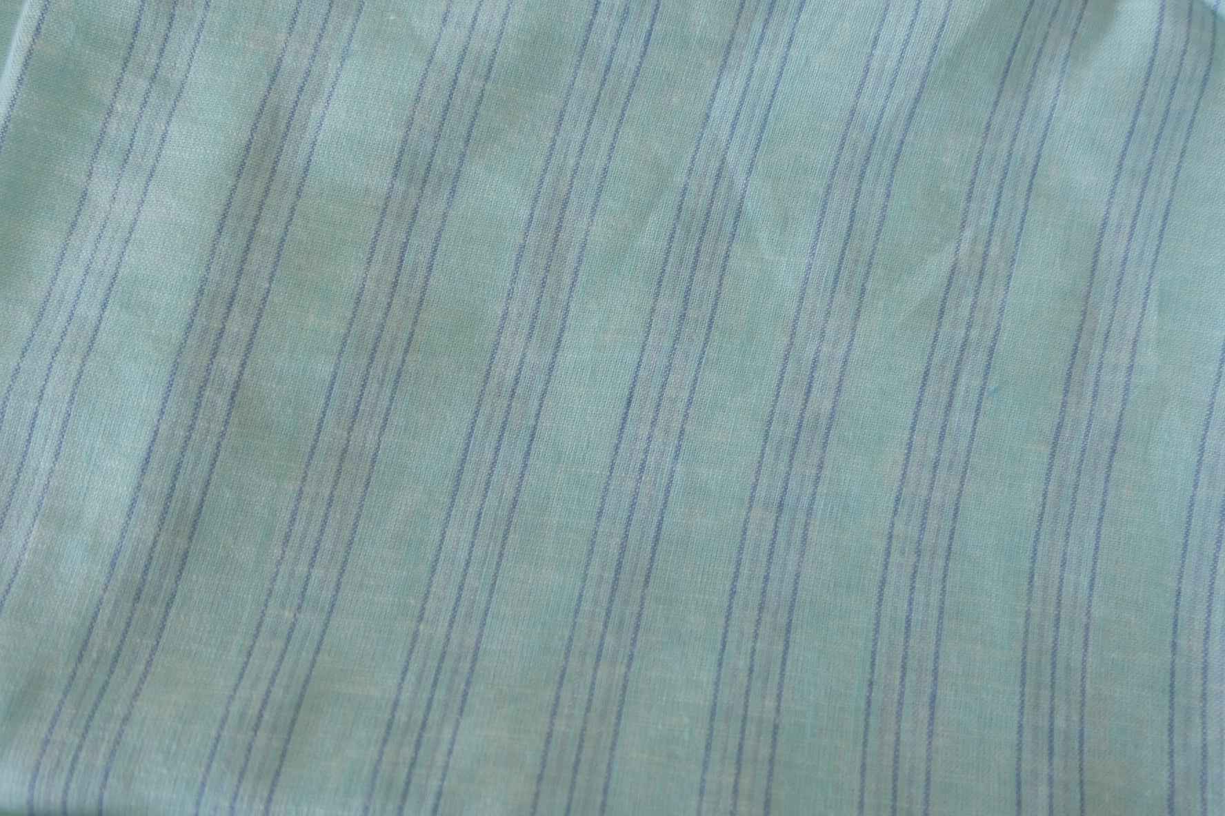 Aqua Striped Cotton Linen Fabric – 2.2 yd