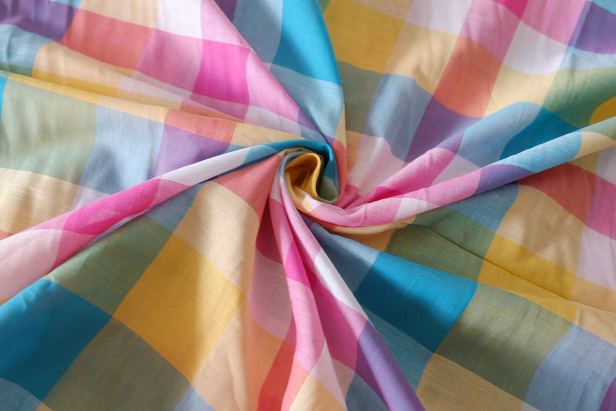 Pastel Rainbow Plaid Yarn-Dyed Cotton – 3.3 yd