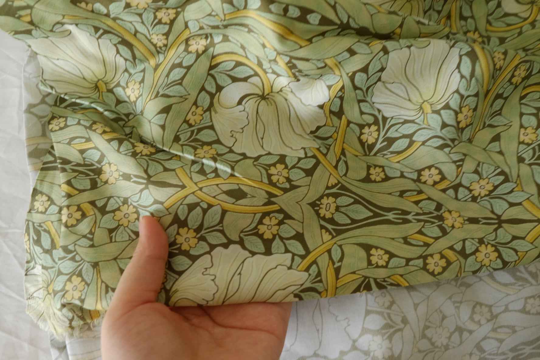Sage Arts & Crafts Floral Cotton Sateen Fabric – 2.2 yd