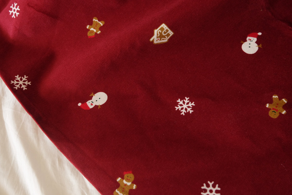 Christmas Gingerbread & Snowmen – Burgundy Cotton Fine-Wale Corduroy – 2.2 yd