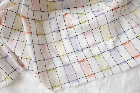 Color Patch Yarn-Dyed Jacquard Check Fabric - 1.64 yd