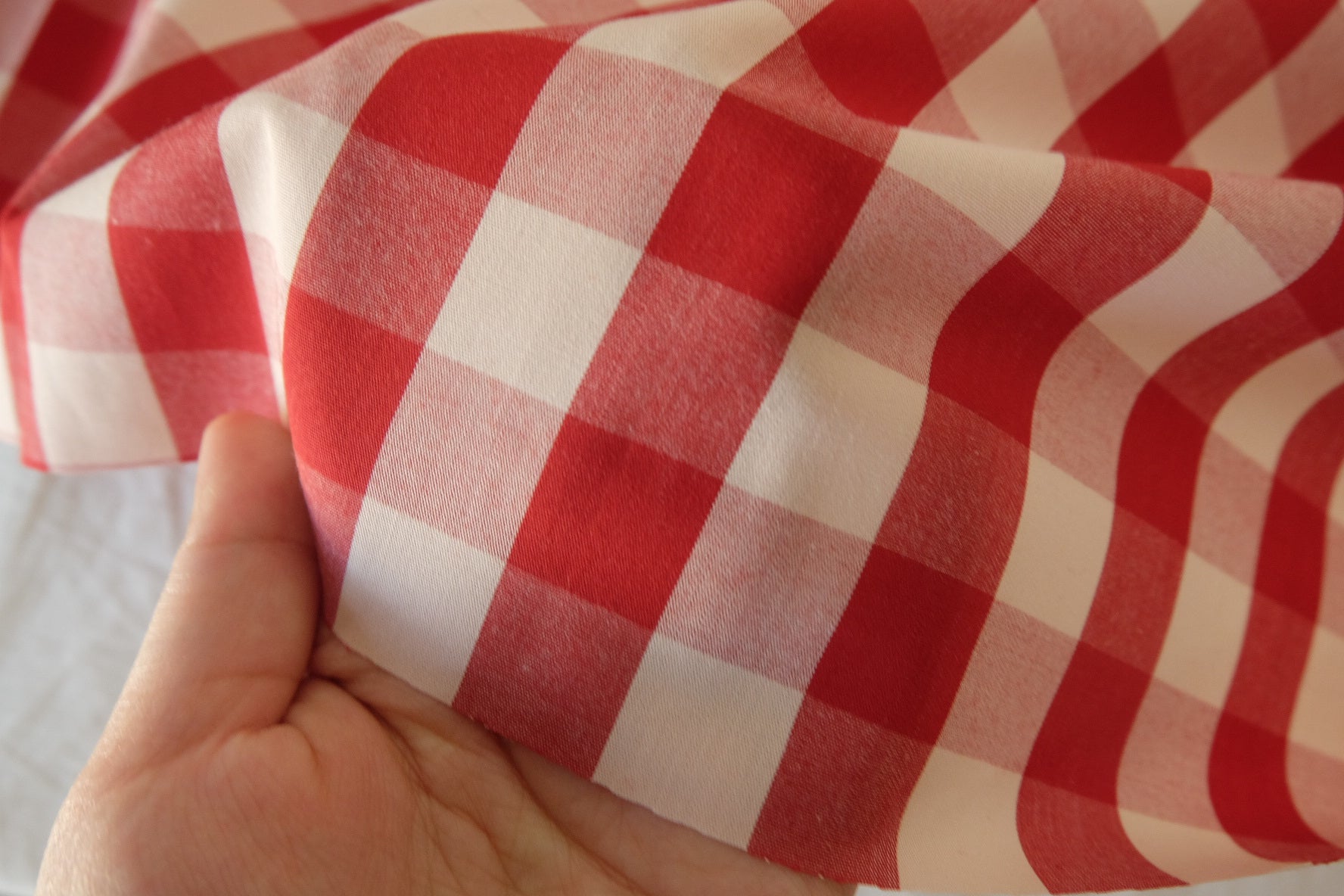 Red Gingham Yarn-Dyed Combed Cotton Fabric – 3.3 yd