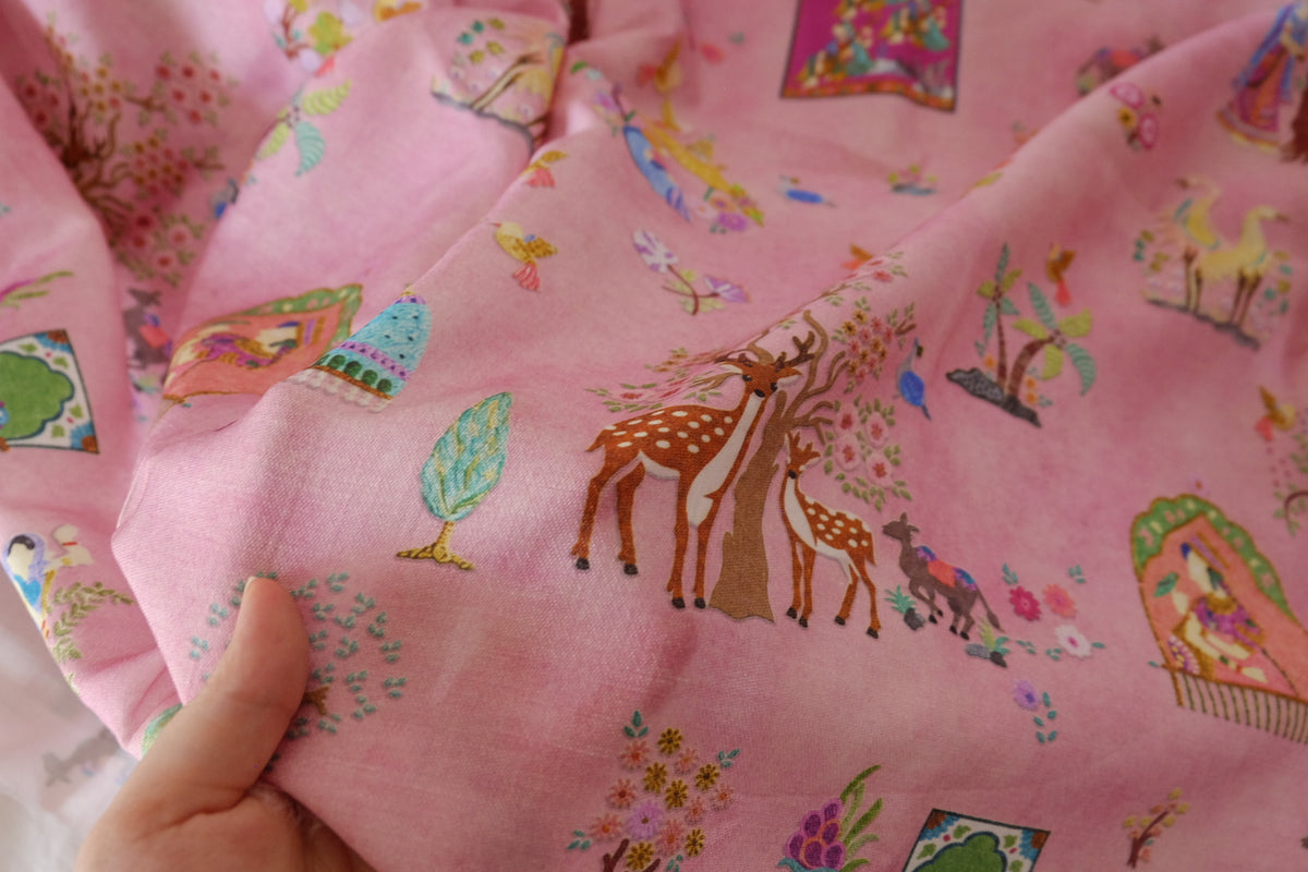 Pink Storybook Acetate Lyocell Satin – 2.2 yd