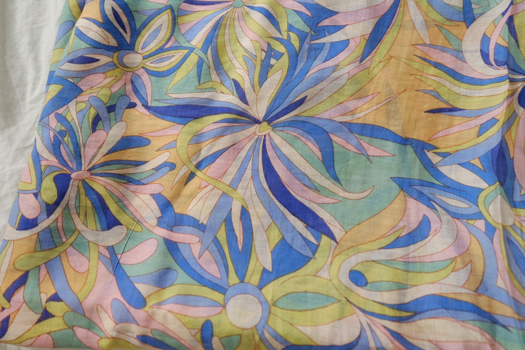 Abstract Floral Tencel Linen Fabric – Airy Resort Dress Fabric (2.52 yards)