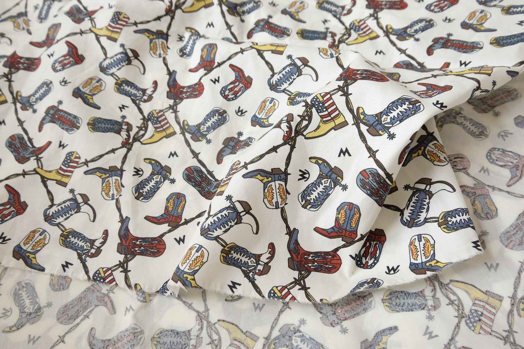 Western Boots Cotton Poplin Fabric - 2.19 yd