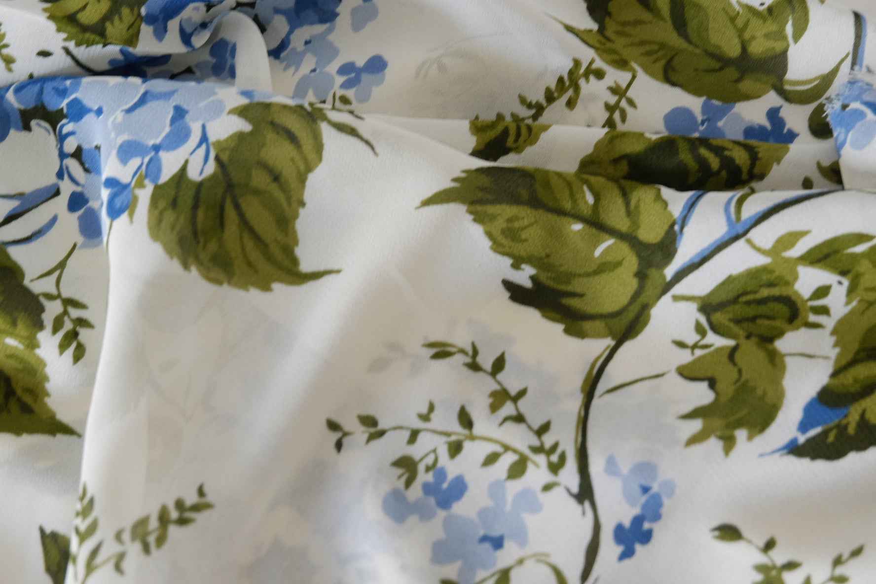 Blue Floral Soft Matte Viscose Fabric – 2.2 / 3.3 yd