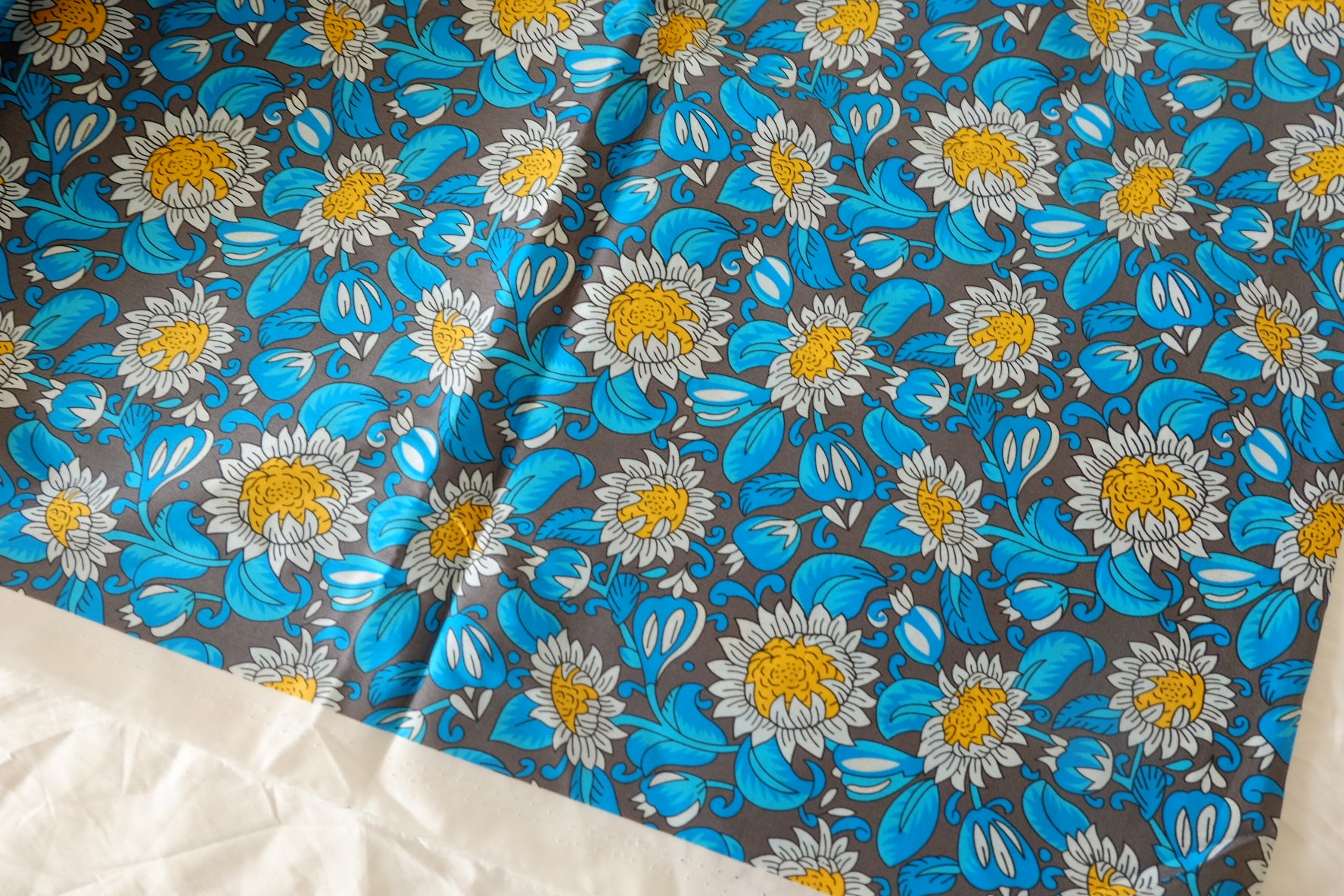 Blue Sunflower Silky Cotton Lawn – 3.72 yd