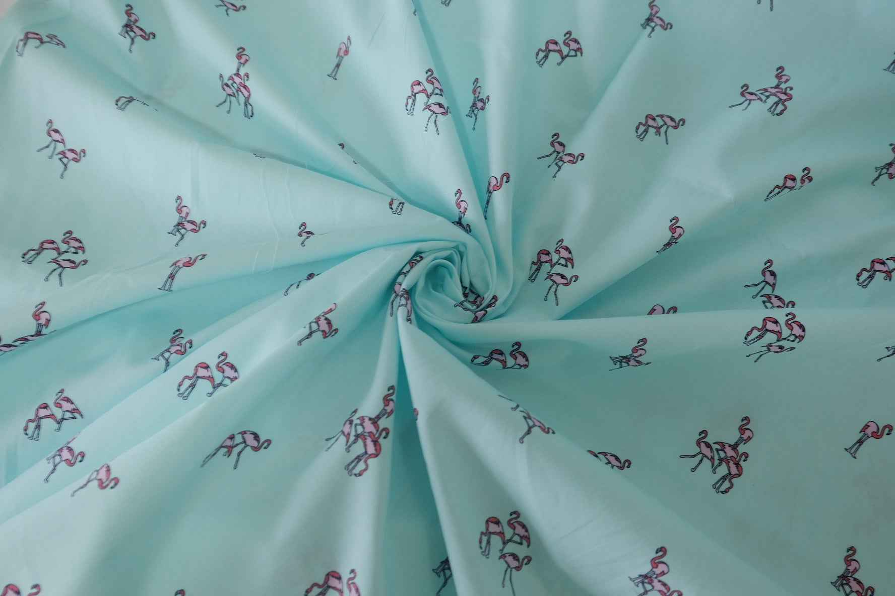 Mint Flamingo Cotton Poplin — Slightly Imperfect – 2.2 yd