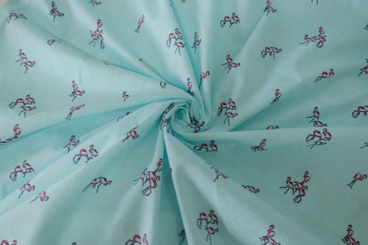 Mint Flamingo Cotton Poplin — Slightly Imperfect – 2.2 yd