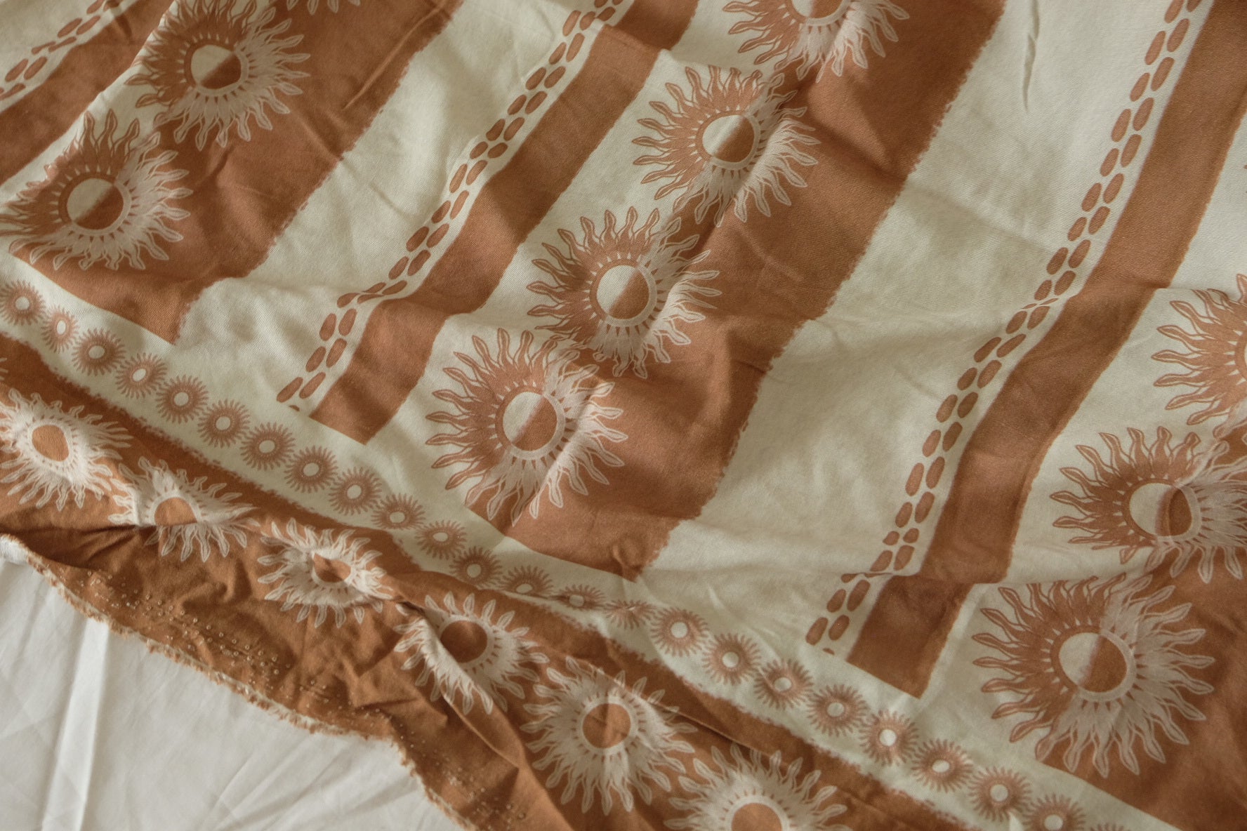 Terracotta Sun Border Print Rayon Fabric – 2.19 yd