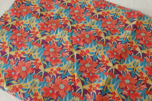 Colorful Vintage Floral Cotton Lawn Fabric – 3.2 yd