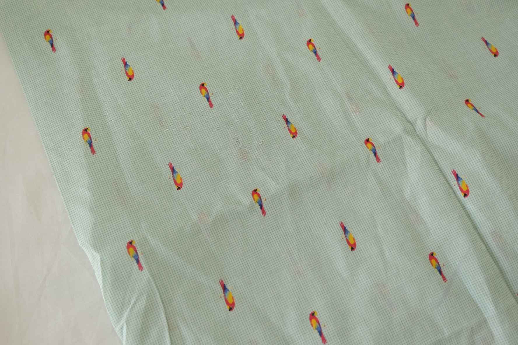 Mint Tiny Bird Cotton Poplin Fabric – 3.0 yd