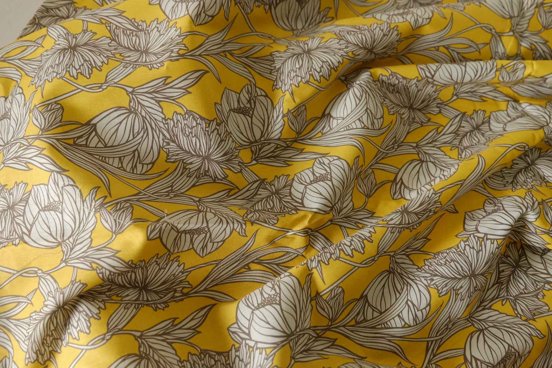 Mustard Botanical Cotton Lawn Fabric – 3.3 yd