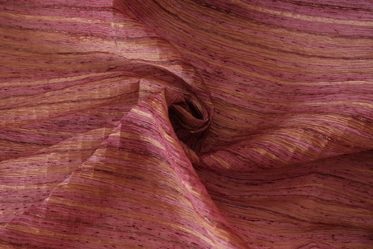 Rosewood & Gold Textured Silk Cotton Blend Fabric – 2 yd