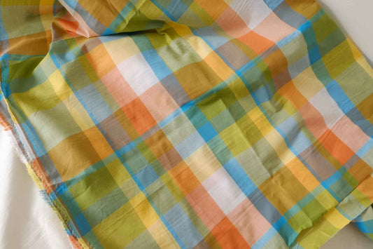 Pastel Windowpane Plaid Yarn Dyed Cotton Fabric – 1.6 yd