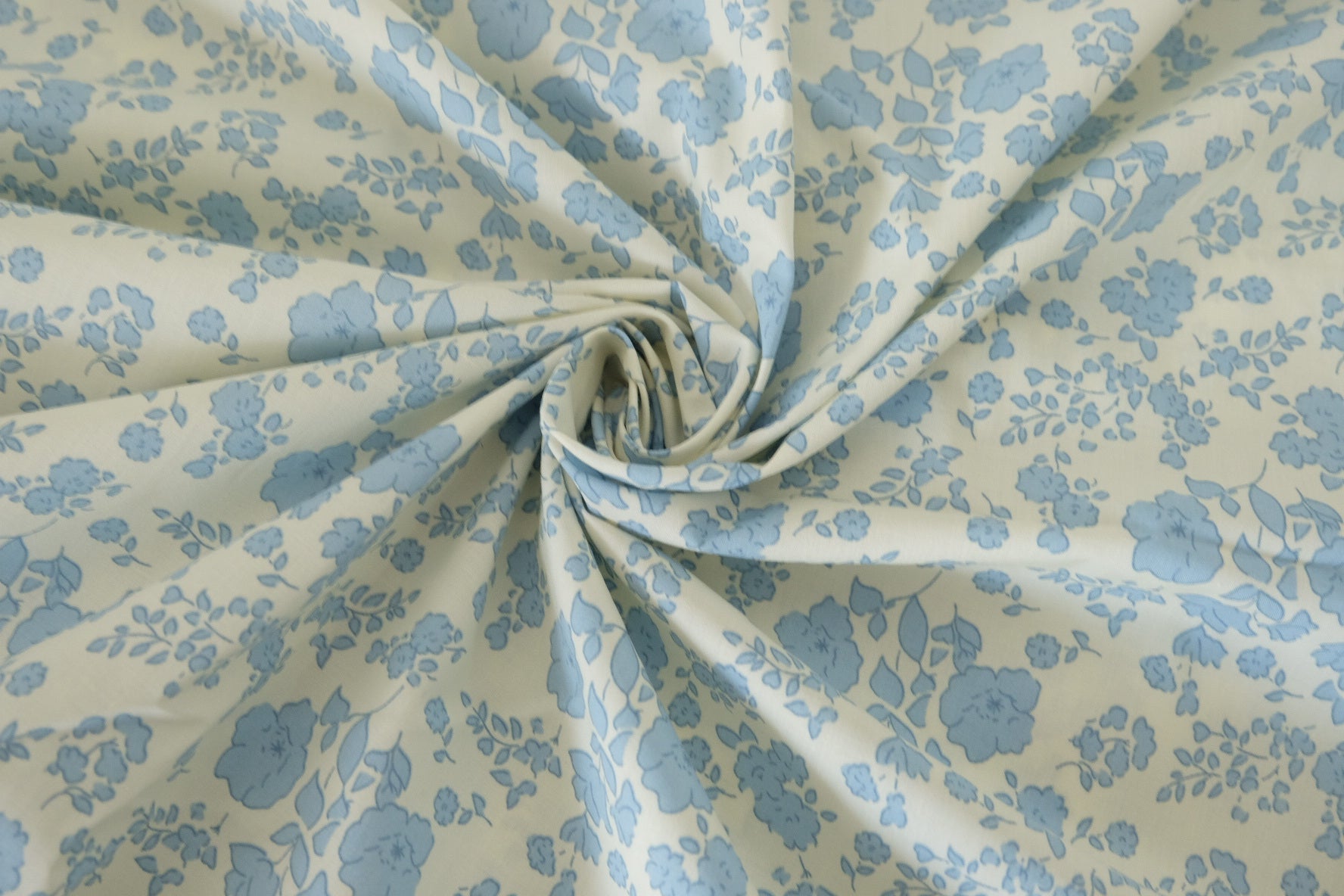 Blue Vintage Floral 60s Cotton Poplin Fabric – 3.3 yd