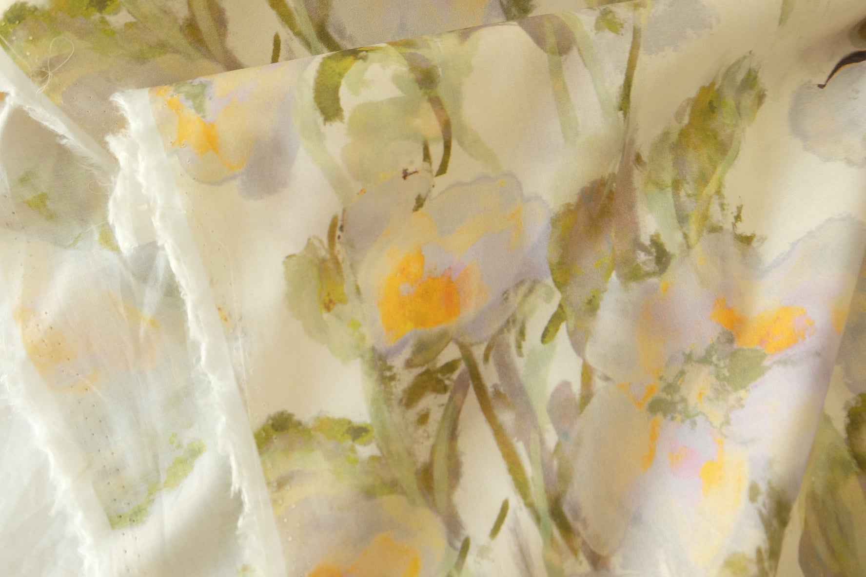 Soft Watercolor Floral Cotton Lawn Fabric – 2.2 yd