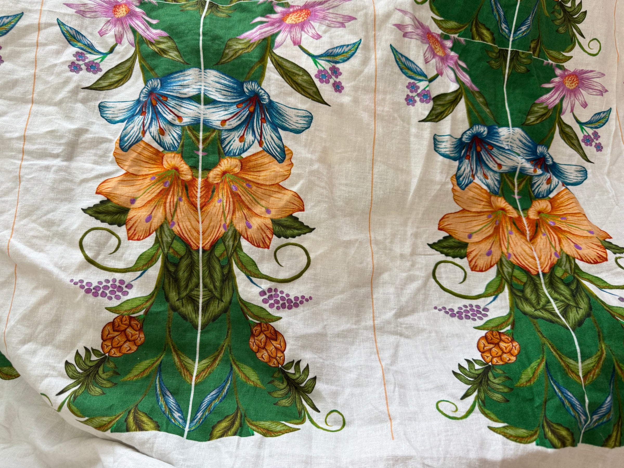 Farm Rio Placement Floral Cotton Linen Panel Piece - 24.8 x 15.7 in