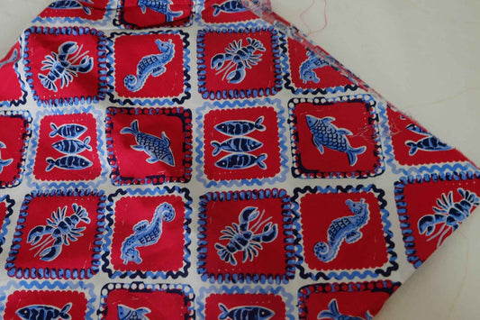 Retro Seaside Motif Cotton Poplin – 3.3 yd