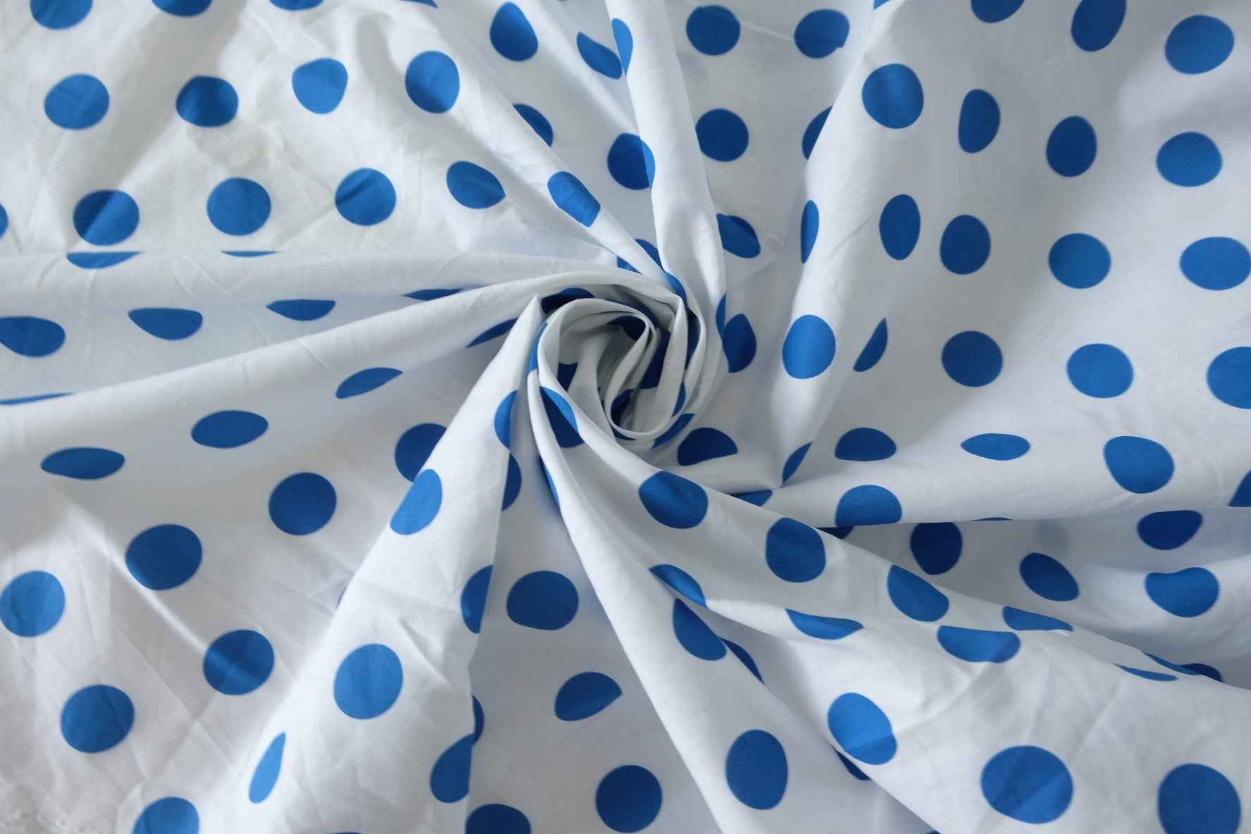 Blue Polka Dot 60s Cotton Poplin Fabric – 1.6 yd