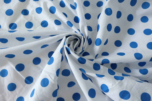 Blue Polka Dot 60s Cotton Poplin Fabric – 1.6 yd