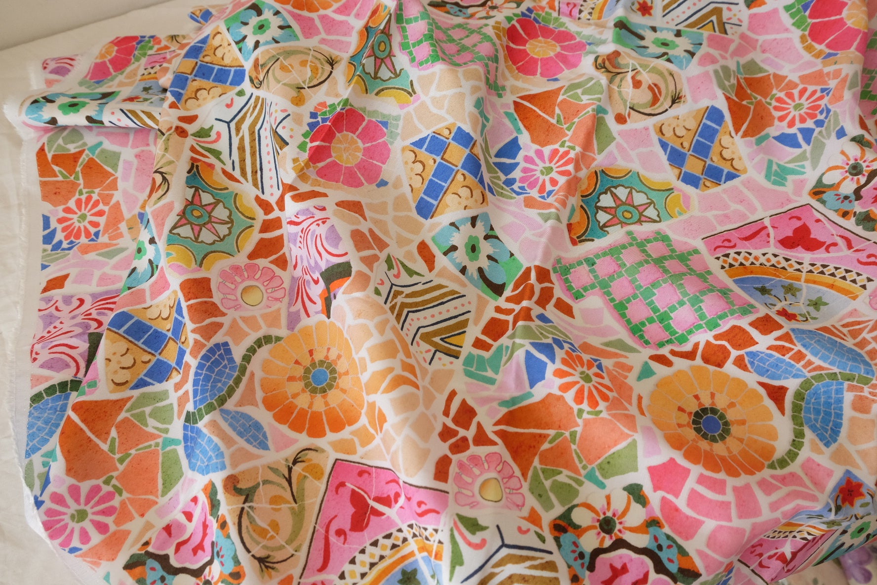 Pastel Mosaic Cupro Fabric - 2.2 yd