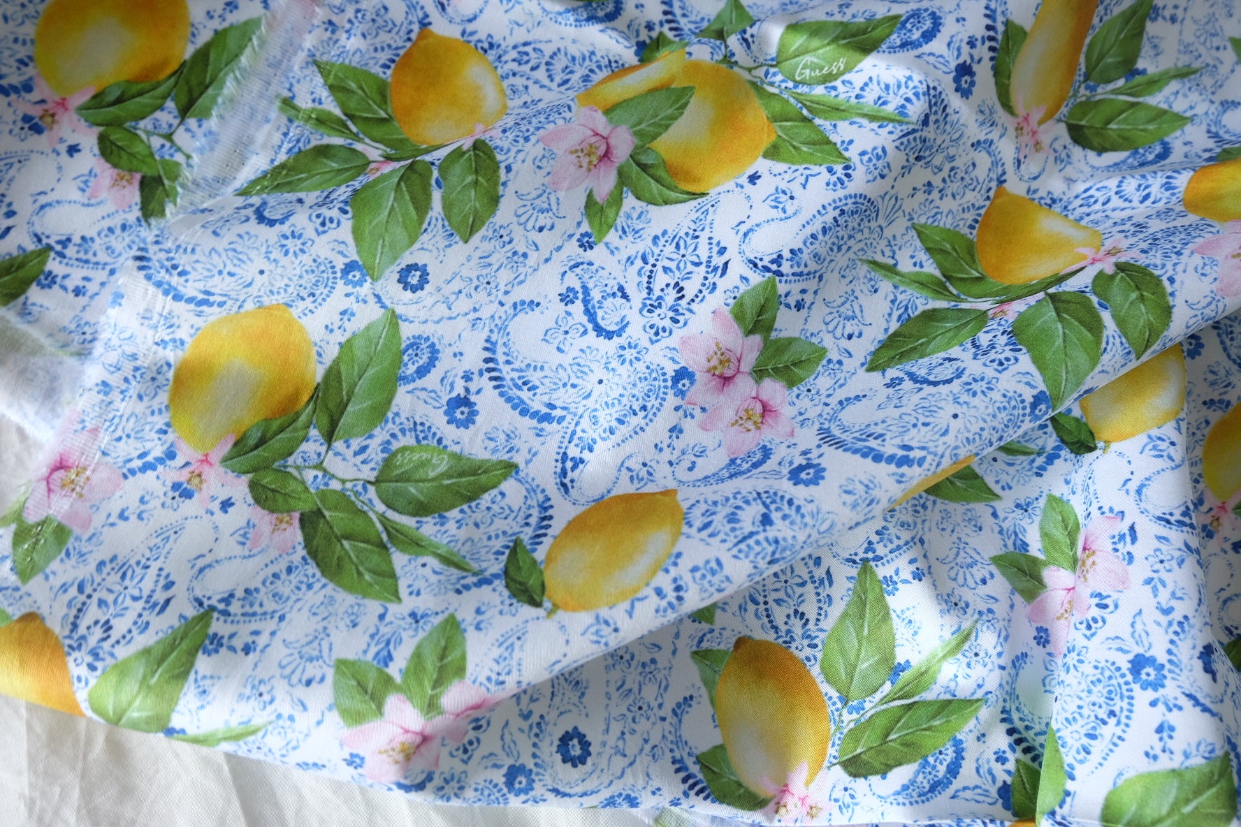 Lemon Blossom Cotton Sateen Fabric – 3.3 yd