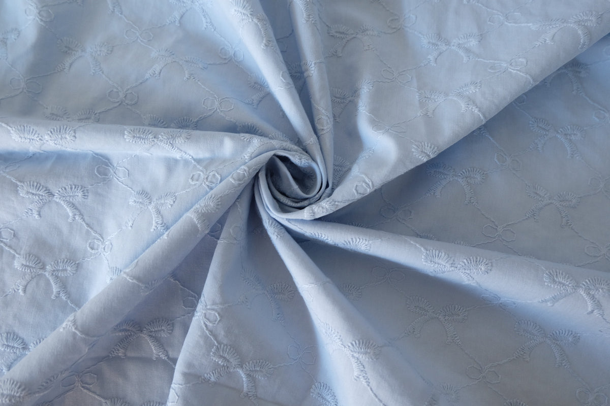White on White Geometric Floral Embroidered Cotton – 2.2 yd