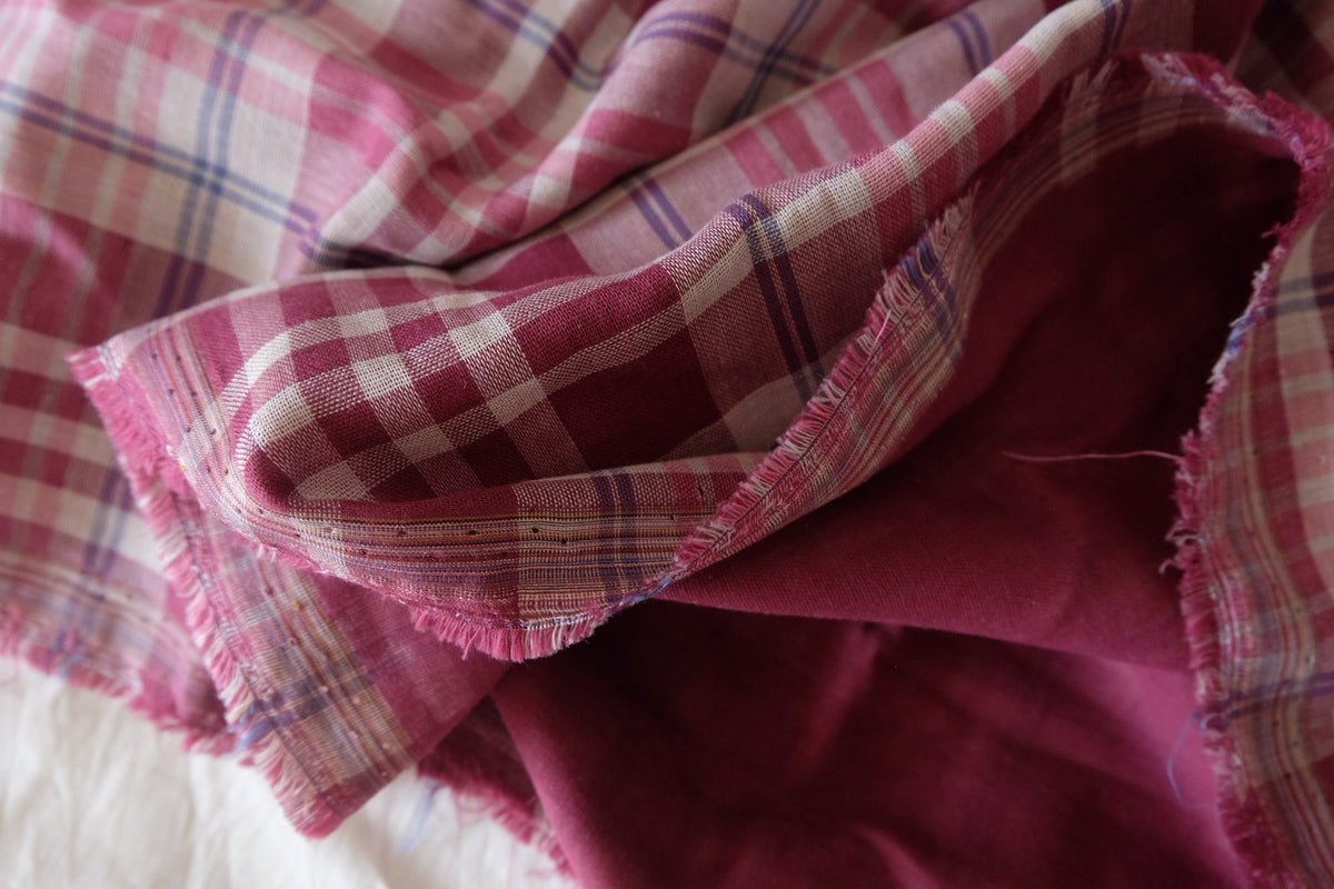 Raspberry Rose Plaid – Yarn-Dyed Cotton Double Gauze – 2.19 yd