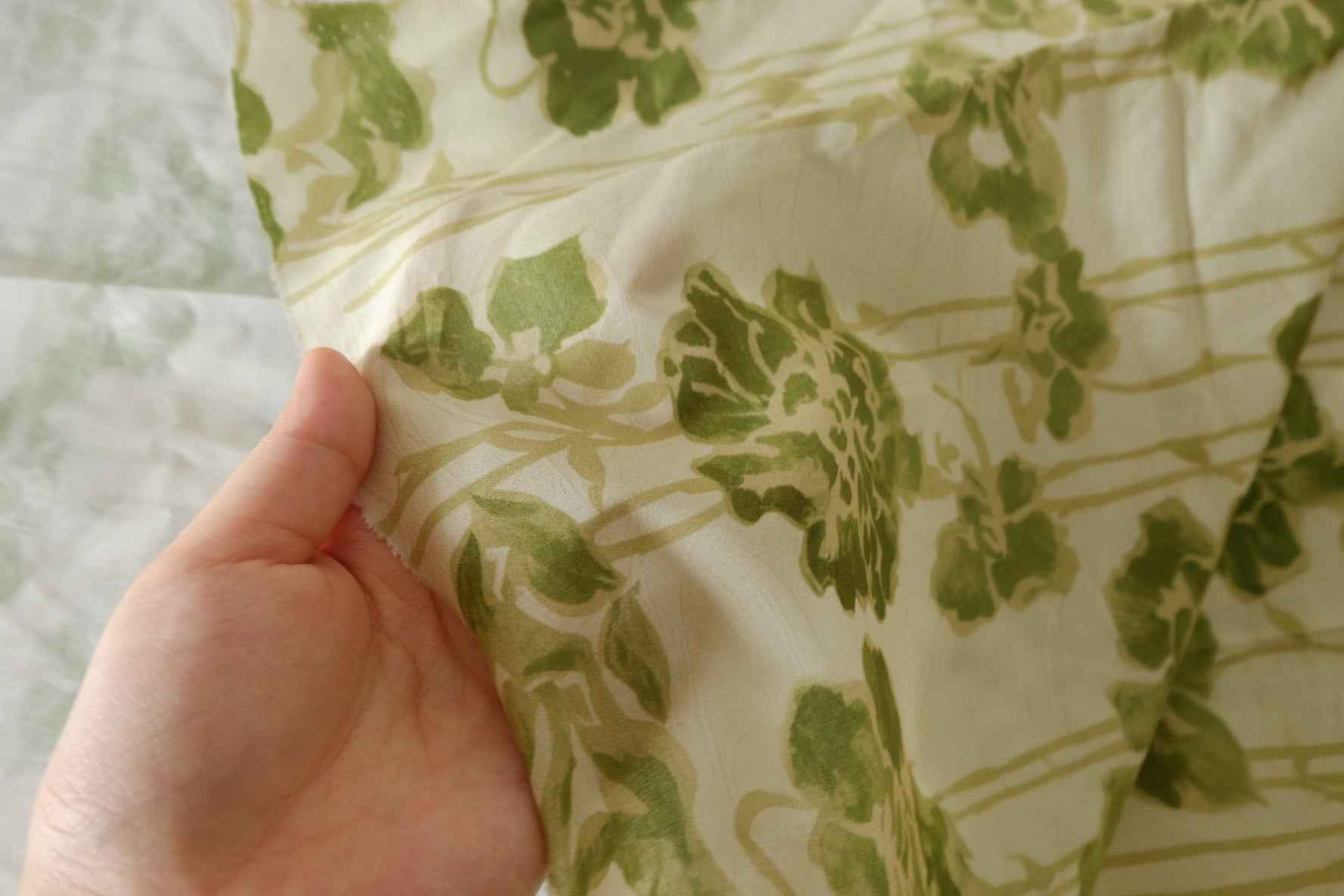 Olive Floral Cotton Poplin Fabric – 3.3 yd