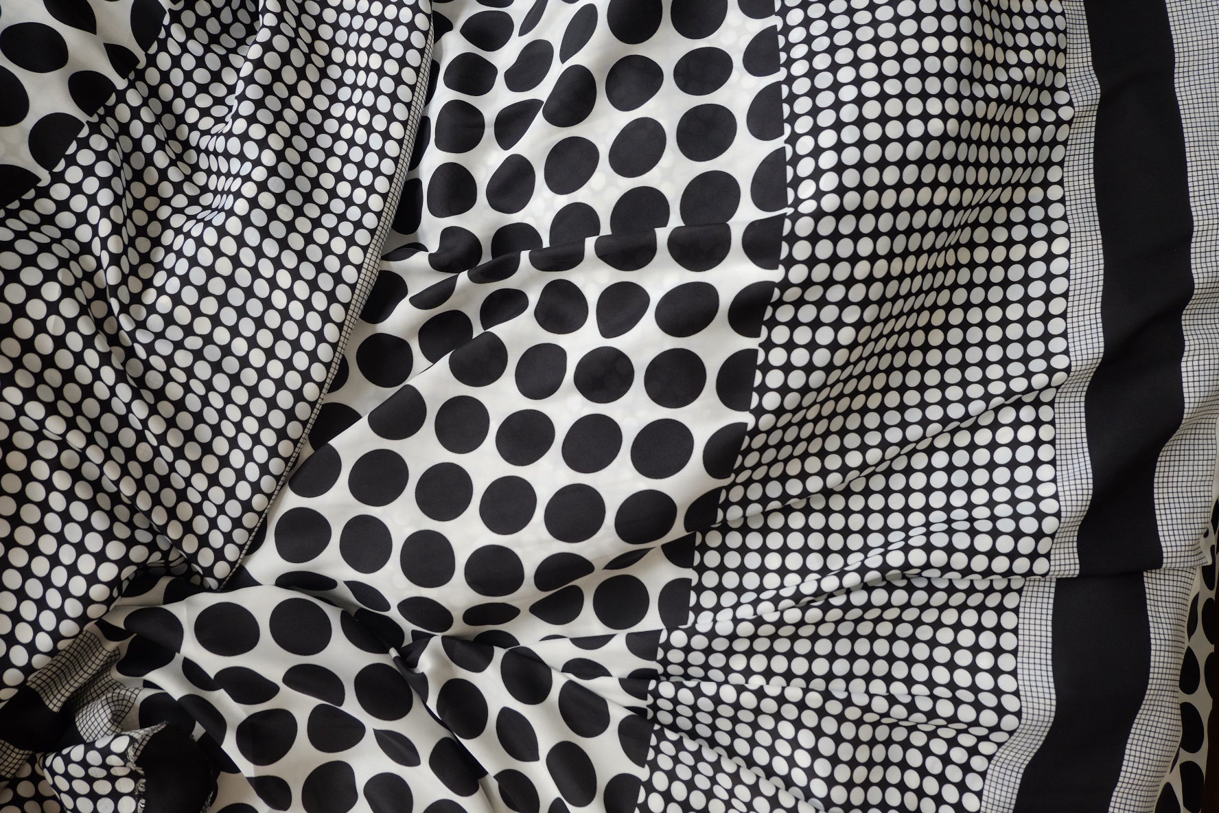 Black & White Polka Dot Polyester Fabric, 2.19 Yards
