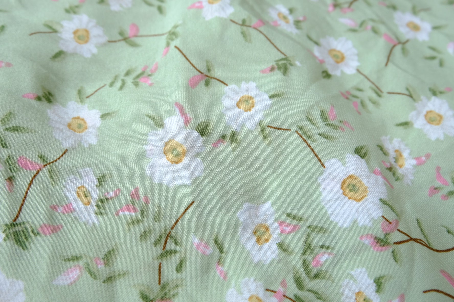 Mint Daisy Heavy Chiffon Fabric for Dresses and Skirts 2.4 Yards