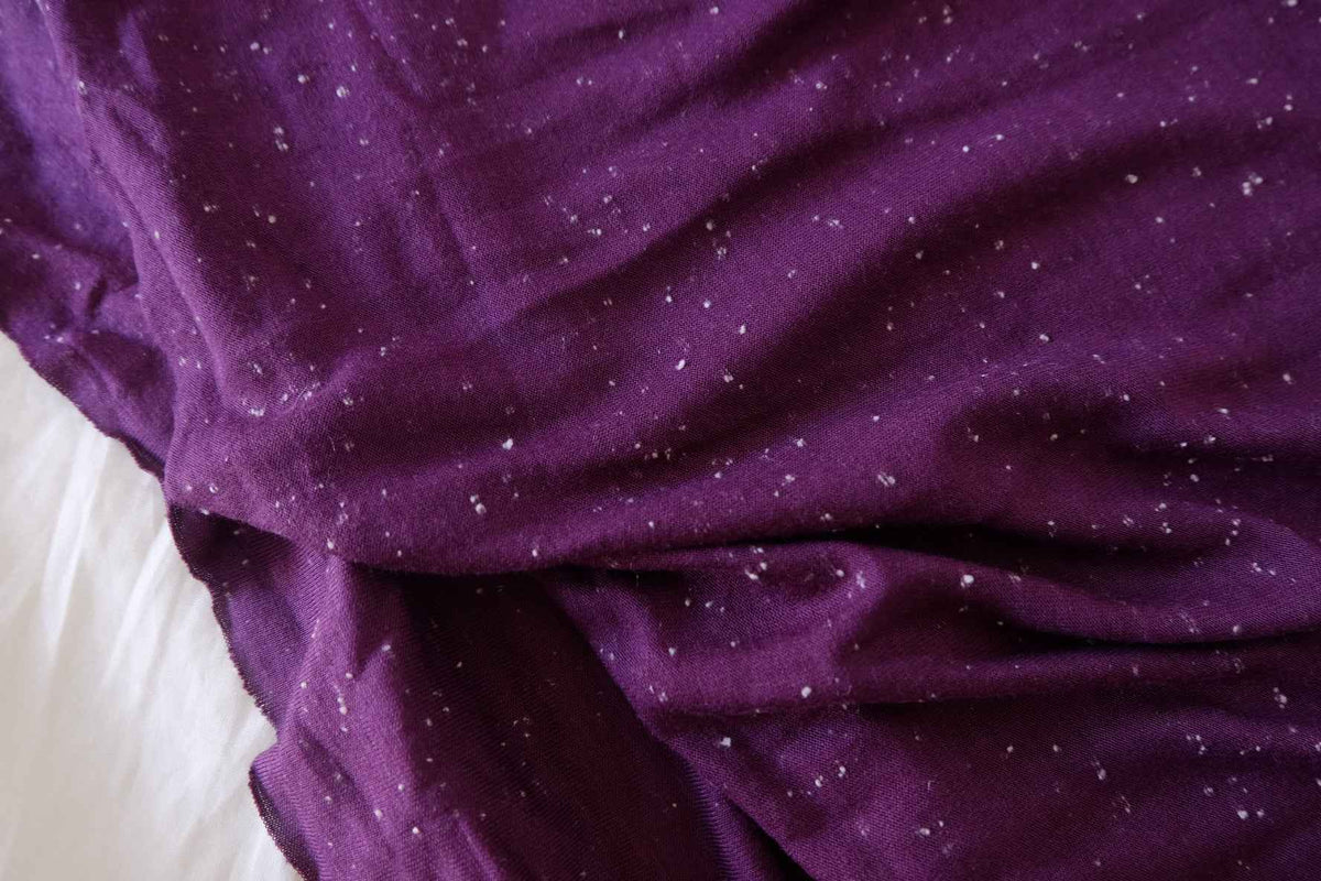Plum Purple Snowflake Cotton Jersey Knit Fabric – 2.2 yd