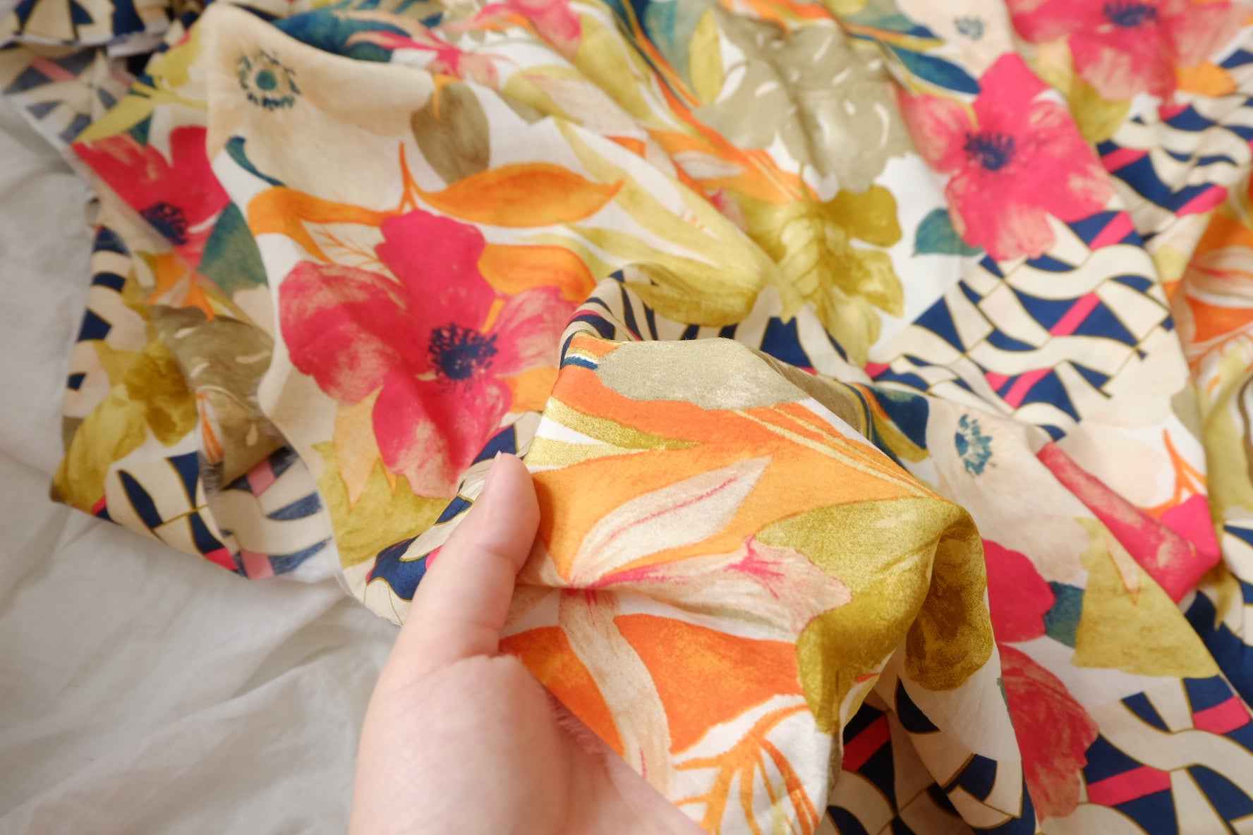 Border Floral Tencel Cotton Fabric - 1.64 yd
