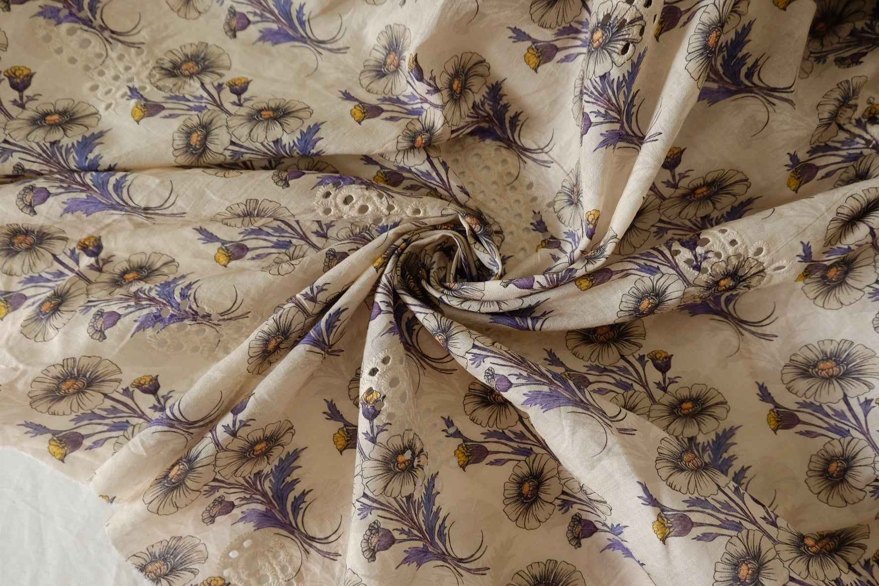 Embroidered Border Cotton Fabric – 2.2 yd