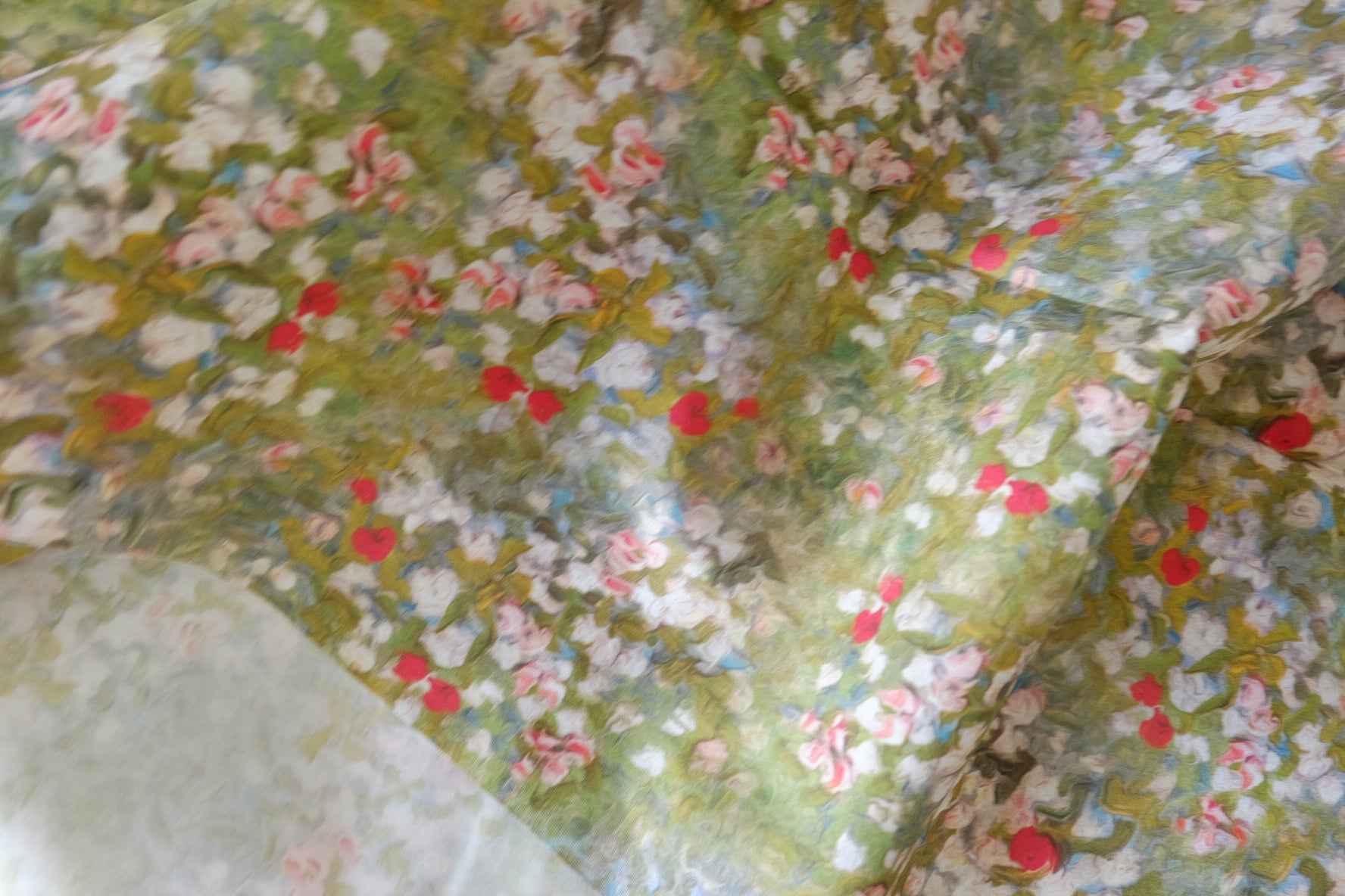 Green Painterly Cotton Sateen — 2.19 yd