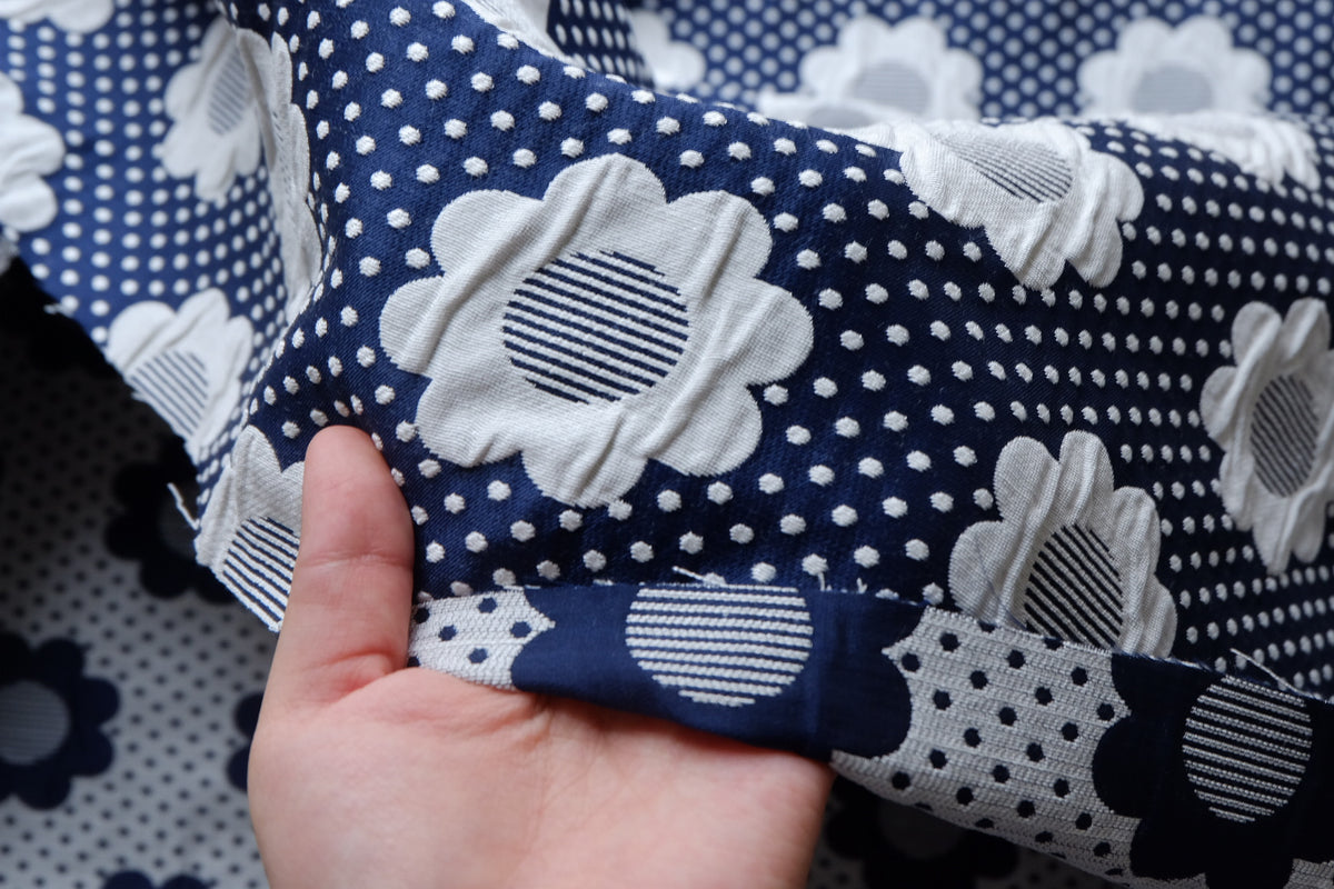 Navy Floral Heavy Jacquard – 1.9 yd