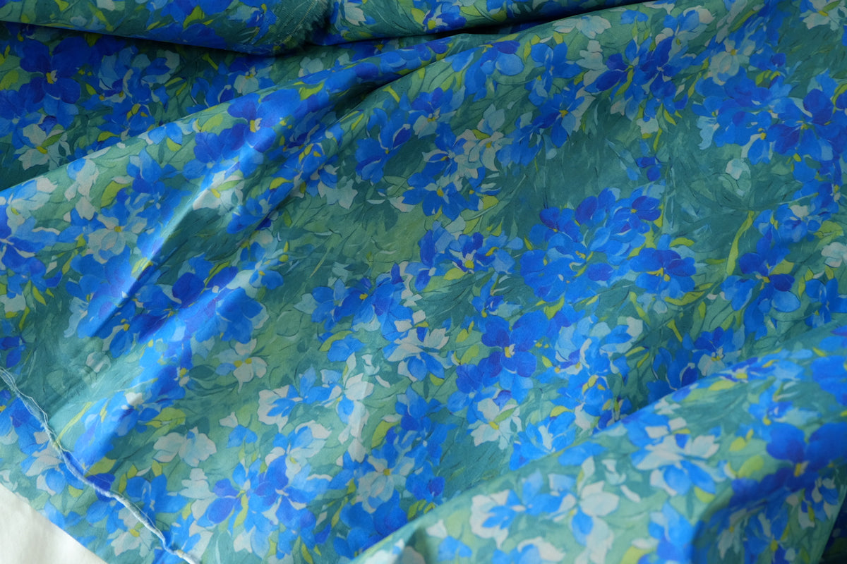 Cobalt Garden High-Density Cotton Twill – 1.6 yd