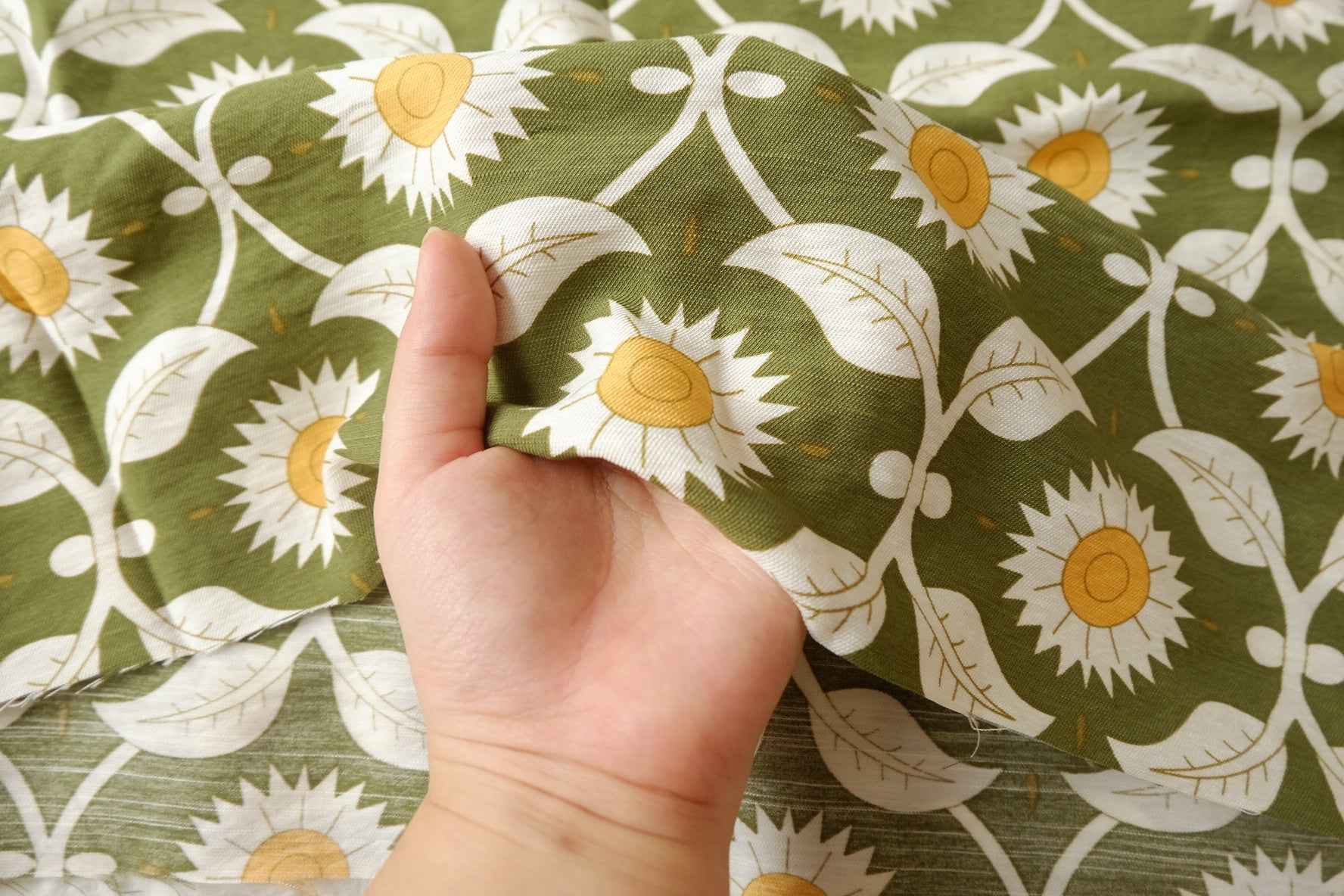 Green Daisy Tencel-Linen Fabric - 2.19 yd